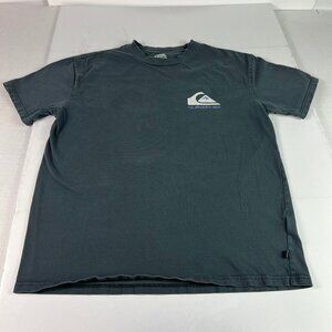 Quiksilver Shirt Men's Medium Black Faded Graphic Print Surfer Short Sleeve Tee